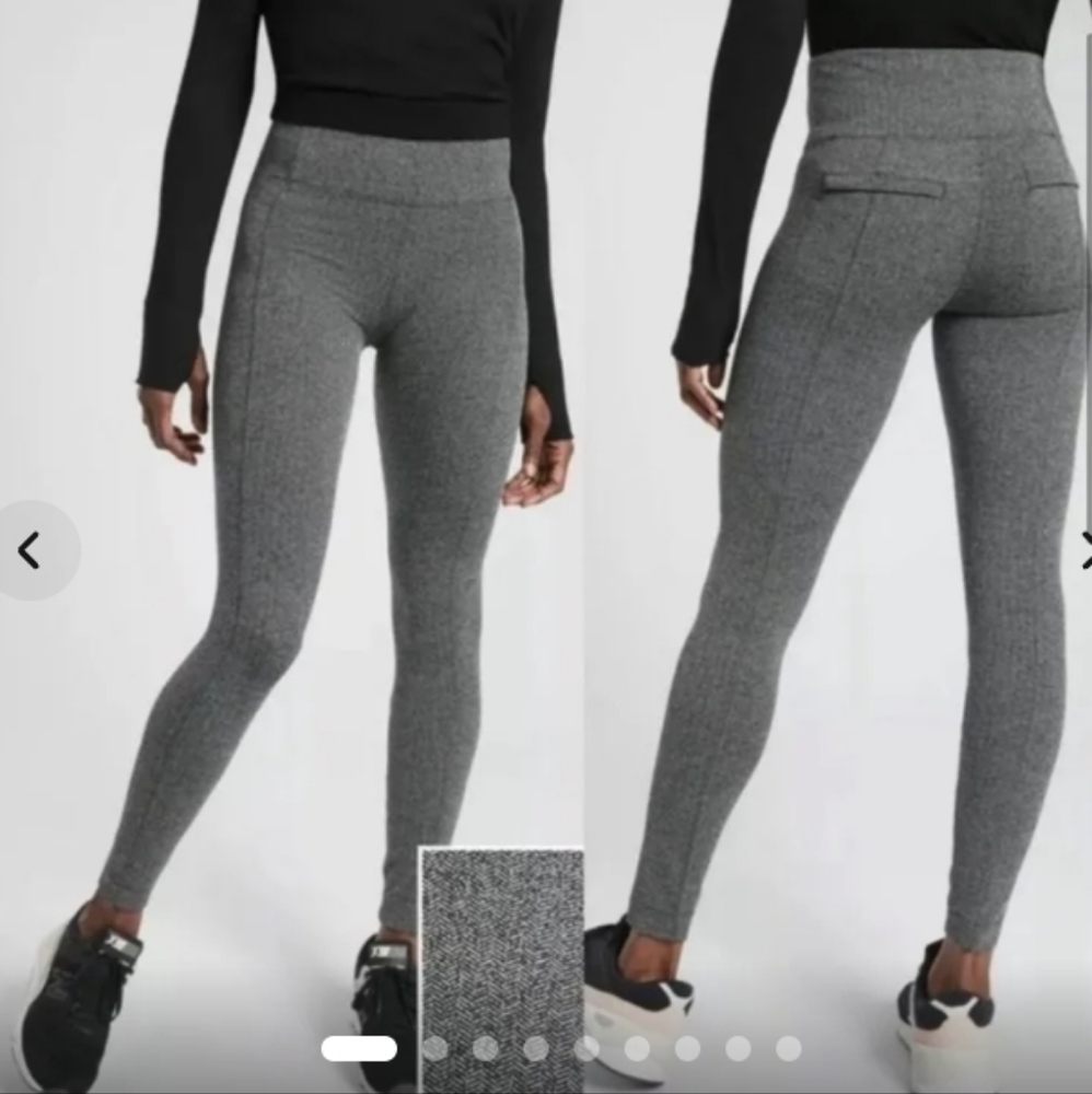 Athleta Burgundy Herringbone Leggings High Waist Stretch